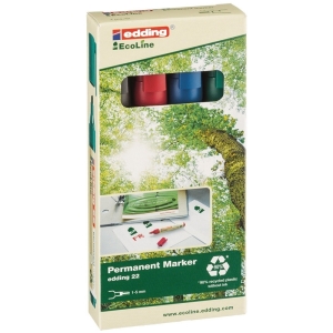 Набор перманентных маркеров Edding "ECO E-22/4S" 4цв., скошенный, 1,0-5,0мм, картон