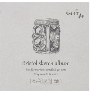 Альбом SMLT Art Sketch album Bristol 185г/м2 148*148мм 32л белый сшитый, Альбом SMLT Art Sketch album Bristol 185г/м2 148*148мм 32л белый сшитый,