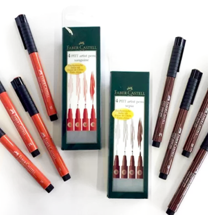 Набор линеров и брашпенов "Сепия" Faber-Castell Pitt Artist Pen 4 штуки купить в магазине маркеров ArtCraft.Space с доставкой по РФ и СНГ