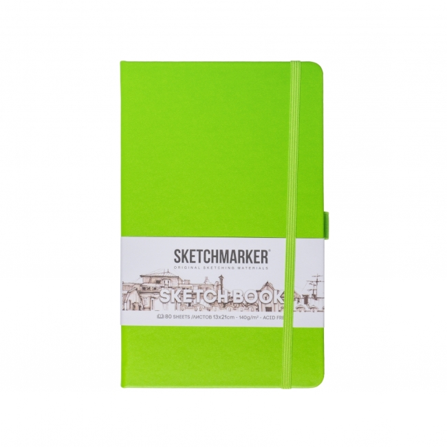 Блокнот для зарисовок Sketchmarker 140г/кв.м 13*21см 80л твердая обложка Зеленый луг