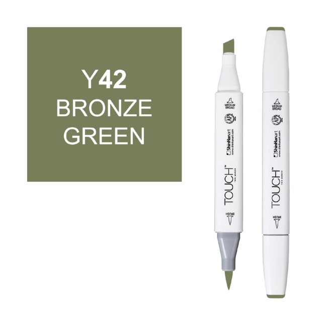 Маркер двухсторонний спиртовой  TOUCH TWIN BRUSH Y42 Зеленый бронзовый