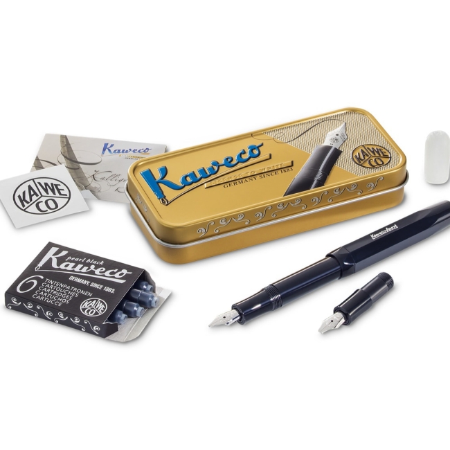Набор для каллиграфии KAWECO CALLIGRAPHY Black "S" в метал.упак