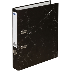 Папка-регистратор OfficeSpace 50мм, разборная, мрамор, черная, нижний метал. кант
