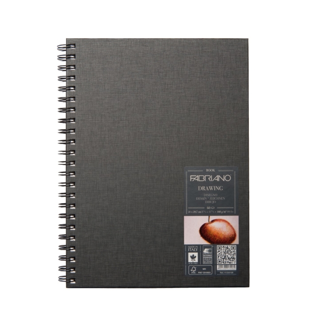 Блокнот для зарисовок Drawingbook 160г/м.кв 21x29,7см мелкозернистая 60л спираль по длинной стороне