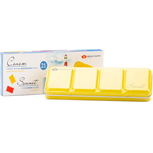 Акварель ЗХК "Сонет", художественная, 21 цвет, кювет, металлический пенал