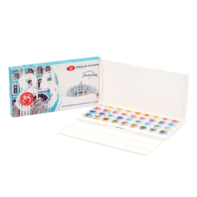 Белые Ночи Набор акварель пластик/палитра, 36 шт х2,5 мл