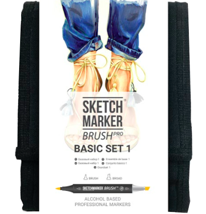 Набор 12 маркеров Sketchmarker Brush Pro "Базовый 1" в пенале купить в магазине маркеров ArtCraft.Space с доставкой по всему миру