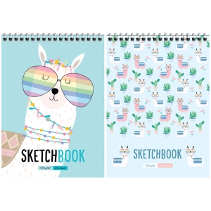 Скетчбук-блокнот 60л., А5 ArtSpace "Cool lama", на гребне, 120г/м2