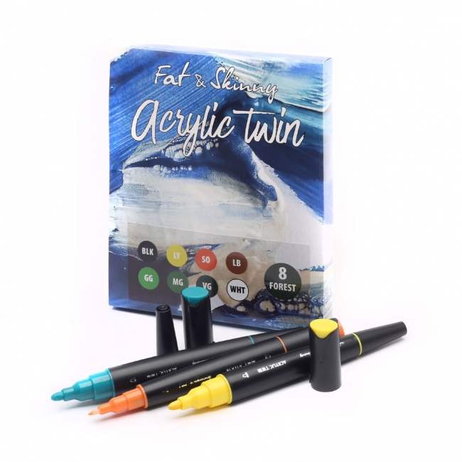 Fat&Skinny PASTEL 8 шт набор маркеров акриловых двусторонних