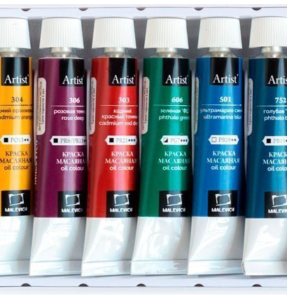 Набор масляных красок Малевичъ Artist 12 цветов для рисования в тубах по 20 мл купить в художественном магазине ArtCraft.Space с доставкой по всему миру