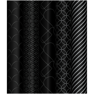 Упаковочная бумага глянц. 70*100см, MESHU "Pattern on black", 80г/м2, ассорти 5 дизайнов