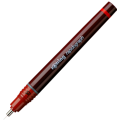 Рапидограф Rotring 0.1 мм пластиковый корпус с черными чернилами купить в магазине Скетчиг Про с доставкой