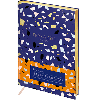 Ежедневник недатир. A5, 136л., кожзам, Greenwich Line "Vision. Italia Terrazo", тон.блок, золот.срез