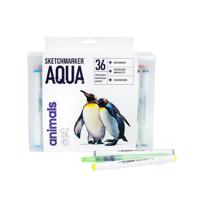 Набор акварельных маркеров SKETCHMARKER Aqua Animals 36цв