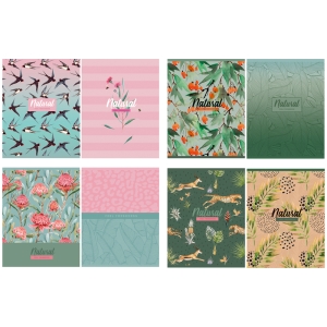 Тетрадь 96л., А5, клетка на гребне BG "Natural pattern", двойная обложка