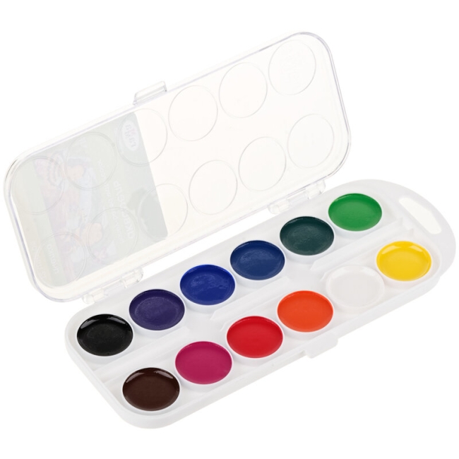 Акварель Гамма "Пчелка" медовая 12 цветов в пластиковом кейсе купить в художественном магазине ArtCraft.Space с доставкой по всему миру Акварель Гамма "Пчелка" медовая 12 цветов в пластиковом кейсе купить в художественном магазине ArtCraft.Space с доставкой по всему миру