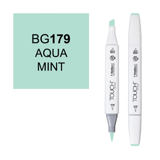 Маркер двухсторонний спиртовой  TOUCH TWIN BRUSH BG179 Сине-зеленый мятный
