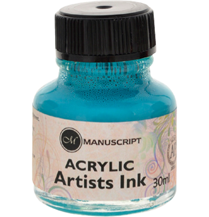 Тушь бирюзовая акриловая художественная Manuscript Acrylic Inc во флаконе 30 мл купить в магазине ArtCraft.Space