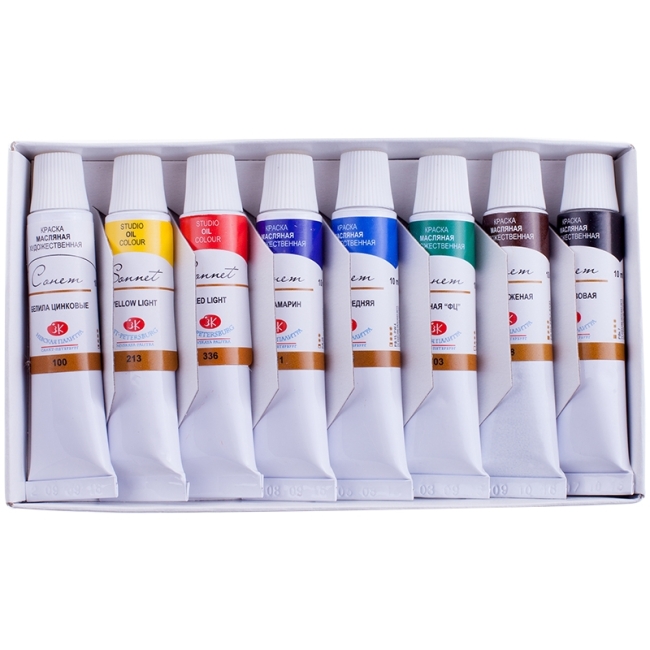 Краски масляные Сонет, 08 цветов, 10мл/туба, картон