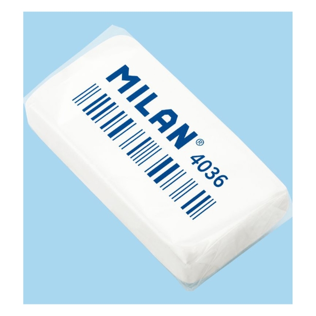Ластик MILAN 4036 прямоугольный 39*20*8 мм из синтетического каучука для стирания графита