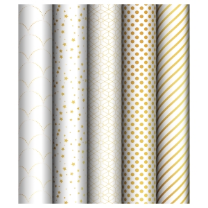 Упаковочная бумага глянц. 70*100см, MESHU "Pattern on white", 80г/м2, ассорти 5 дизайнов