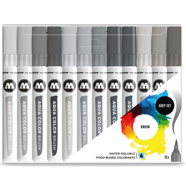 Molotow Набор маркеров AQUA COLOR BRUSH Grey Set 200493