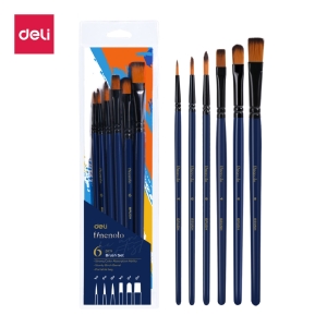 Набор кистей Finenolo мягкая синтетика 6шт (круглые №4, 6, 8, плоские №4, 8, овальная №6) в блистере