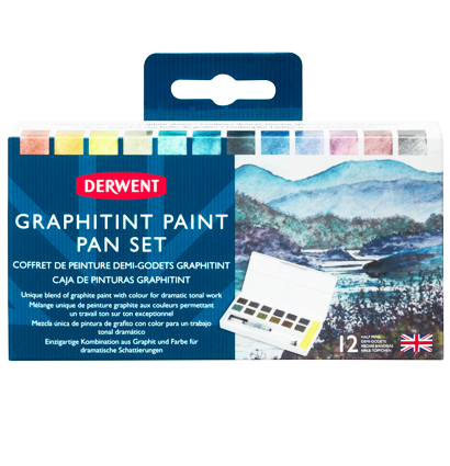 Набор акварельных блоков Derwent Graphitint 12 цветов на основе графита в кейсе купить в художественном магазине ArtCraft.Space