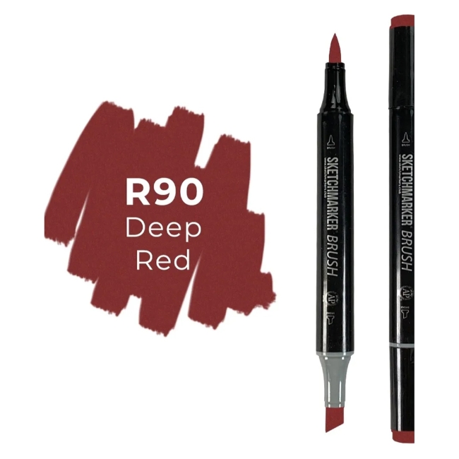 Маркер SKETCHMARKER Brush двухсторонний на спирт.основе цв.R90 Глубокий красный