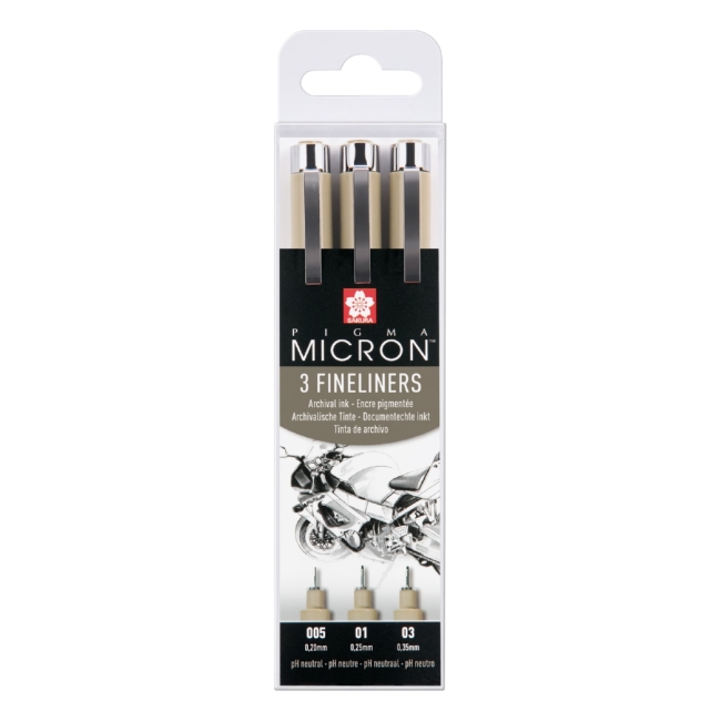 Набор капиллярных ручек Pigma Micron 3шт (0.2мм 0.25мм 0.35мм) Черный