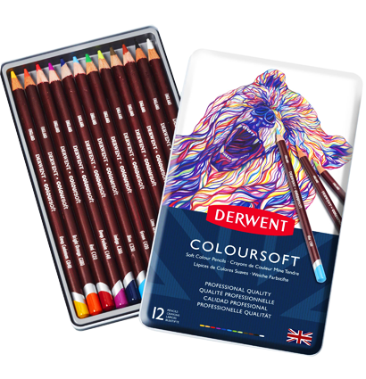 Набор цветных карандашей Coloursoft Derwent 12 цветов в кейсе купить в магазине товаров для художников ArtCraft.Space с доставкой по РФ и СНГ