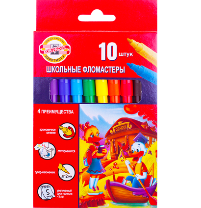 Фломастеры смываемые Koh-I-Noor Утята набор 10 цветов купить в магазине маркеров ArtCraft.Space