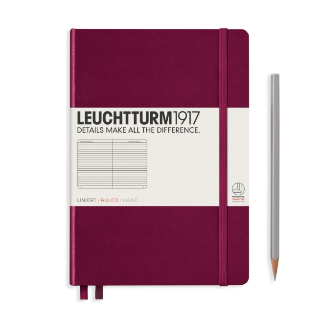 Блокнот Leuchtturm1917 Classic A5 (14.5x21см.) 80г/м2 - 251 стр. в линейку, твердая обложка, цвет: Красный Портвейн