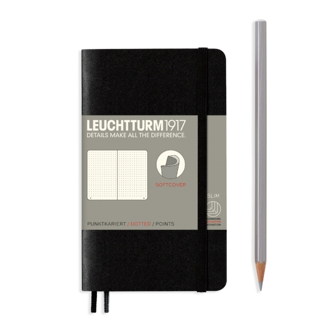 Блокнот Leuchtturm1917 Classic A6 (9x15см.) 80г/м2 - 123 стр. в точку, мягкая обложка, цвет: Черный