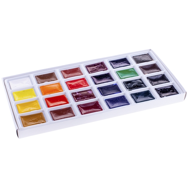 Акварель Ладога, художественная, 24 цвета, кюветы, картон