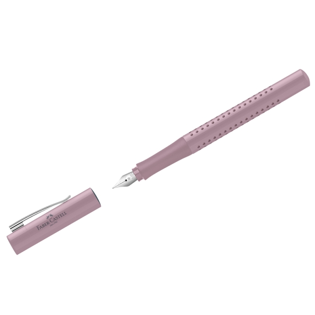 Ручка перьевая Faber-Castell "Grip 2010" синяя, М=0,75мм, трехгран., дымчато-розовый корпус