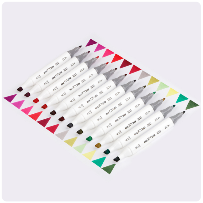 Набор двусторонних маркеров для скетчинга MESHU 12цв., цветочная гамма, корпус трехгранный, пулевид./клиновид.наконечники, ПВХ-бокс Набор двусторонних маркеров для скетчинга MESHU 12цв., цветочная гамма, корпус трехгранный, пулевид./клиновид.наконечники, ПВХ-бокс