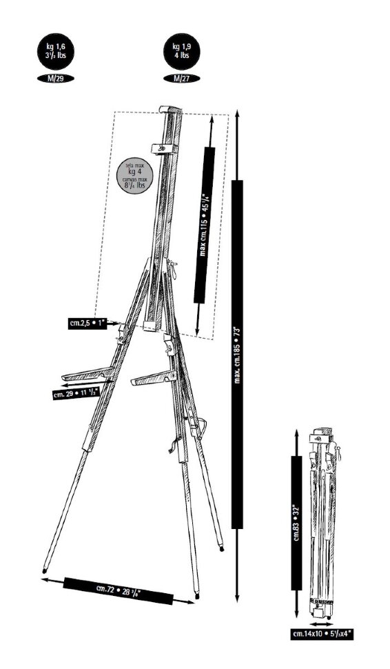 Мольберт-тренога Mabef M/29 полевой поворотный из древесины бука купить в художественном магазине ArtCraft.Space с доставкой по всему миру