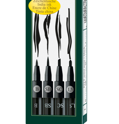 Набор брашпенов и маркеров "Черный" Faber-Castell Pitt Artist Pen 4 штуки купить в художественном магазине ArtCraft.Space с доставкой по РФ и СНГ Набор брашпенов и маркеров "Черный" Faber-Castell Pitt Artist Pen 4 штуки купить в художественном магазине ArtCraft.Space с доставкой по РФ и СНГ