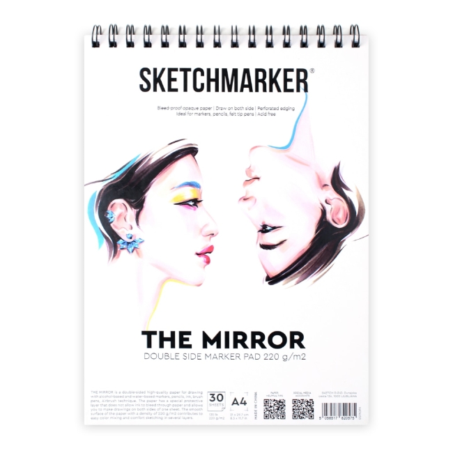 Скетчбук SKETCHMARKER THE MIRROR A4, 220г/м.кв 30л на спирали