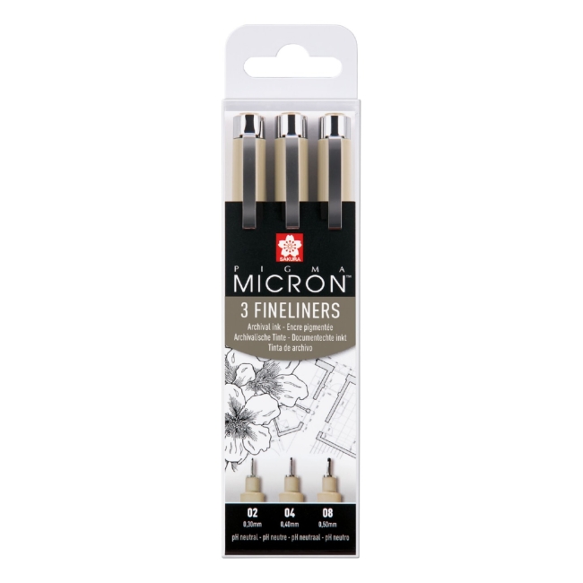 Набор капиллярных ручек Pigma Micron 3шт (0.3мм 0.4мм 0.5мм) Черный