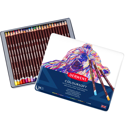 Набор цветных карандашей Coloursoft Derwent 24 цвета в кейсе купить в магазине товаров для художников ArtCraft.Space с доставкой по РФ и СНГ