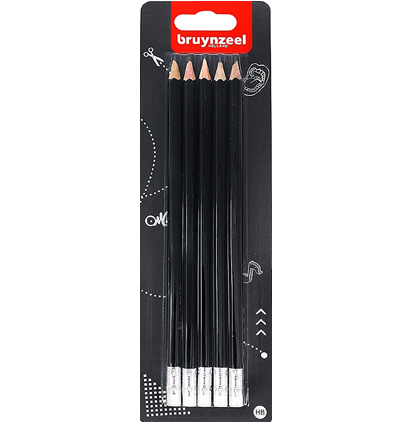 Набор чернографитных карандашей Bruynzeel Graphite Pencils HB 5 штук с ластиком купить в магазине карандашей ArtCraft.Space с доставкой по РФ и СНГ