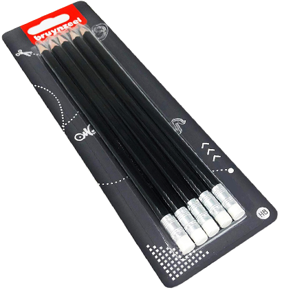 Набор чернографитных карандашей Bruynzeel Graphite Pencils HB 5 штук с ластиком купить в магазине карандашей ArtCraft.Space с доставкой по РФ и СНГ