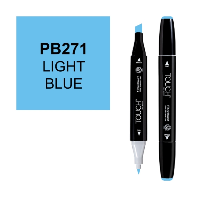 Маркер двухсторонний спиртовой  TOUCH TWIN PB271 Синий светлый