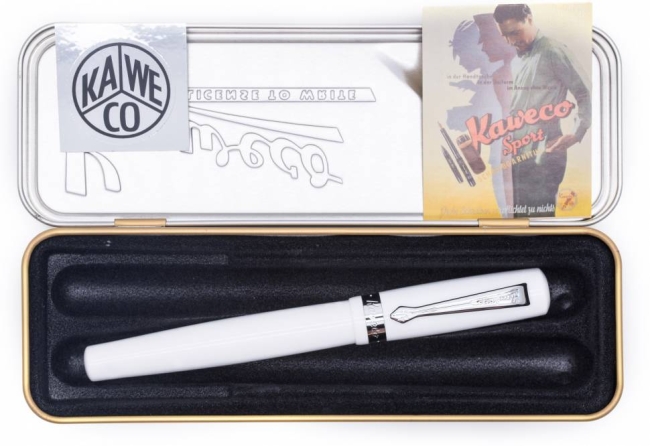 Ручка-роллер KAWECO STUDENT 0.7мм белый корпус с хромированными вставками,