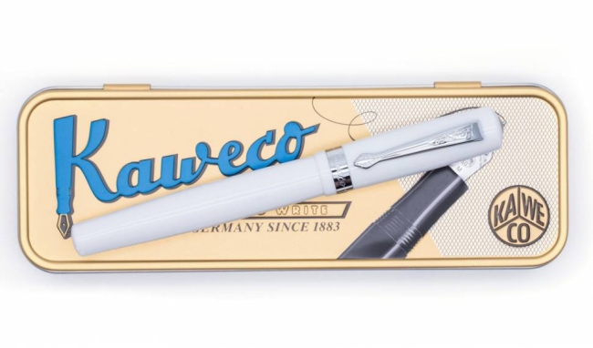 Ручка-роллер KAWECO STUDENT 0.7мм белый корпус с хромированными вставками,