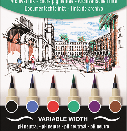 Набор цветных капиллярных ручек Sakura Pigma Micron Brush брашпены 6 штук купить в художественном магазине ArtCraft.Space с доставкой по РФ и СНГ