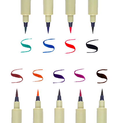 Набор цветных капиллярных ручек Sakura Pigma Micron Brush брашпены 6 штук купить в художественном магазине ArtCraft.Space с доставкой по РФ и СНГ