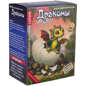 Набор для росписи фигурки из керамики Игрографика с акриловыми красками "Дракон малыш"